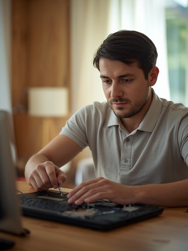 Technik kreativSerwis podczas naprawy laptopa